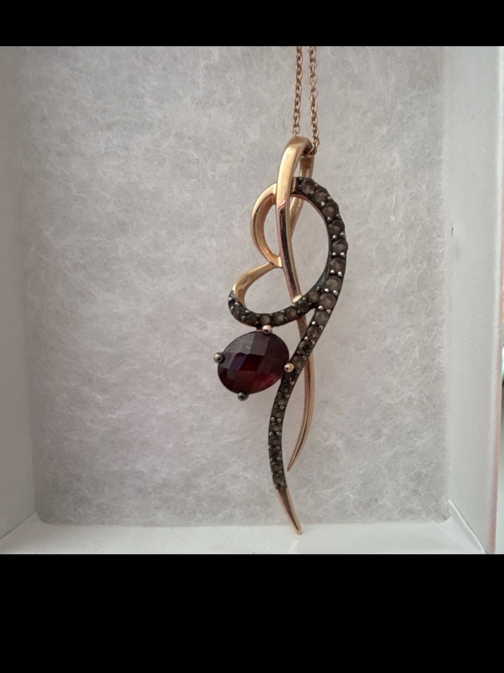 Levian Rose Gold Garnet and Pave Pendant Necklace